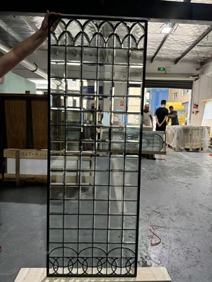 Decorative beveled glass for wood doors  wiht black caming