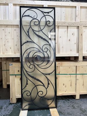 Canada'S Best-Selling 22*64 Wrought Iron Door Inserts glass of 12*12 Steel Bar for Fiber glass doors